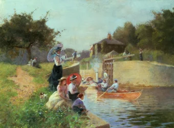 Śluza Marlow, Aquarell von H.Caffieri